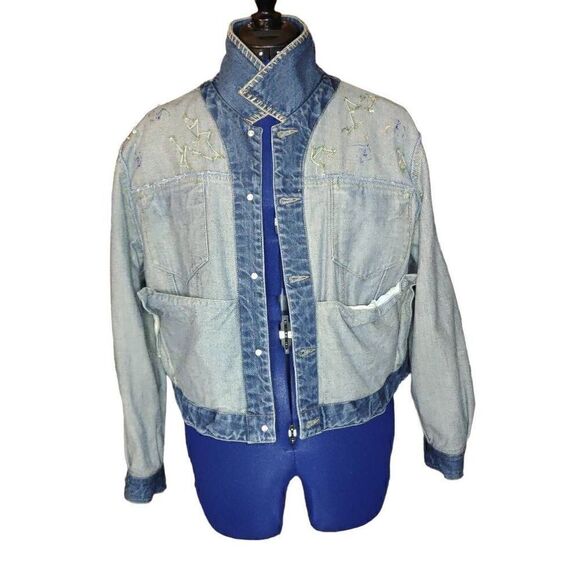 NWOT Liz Claiborne Liz Wear Petite Crochet Button Up Denim Jacket, size L - Picture 9 of 15
